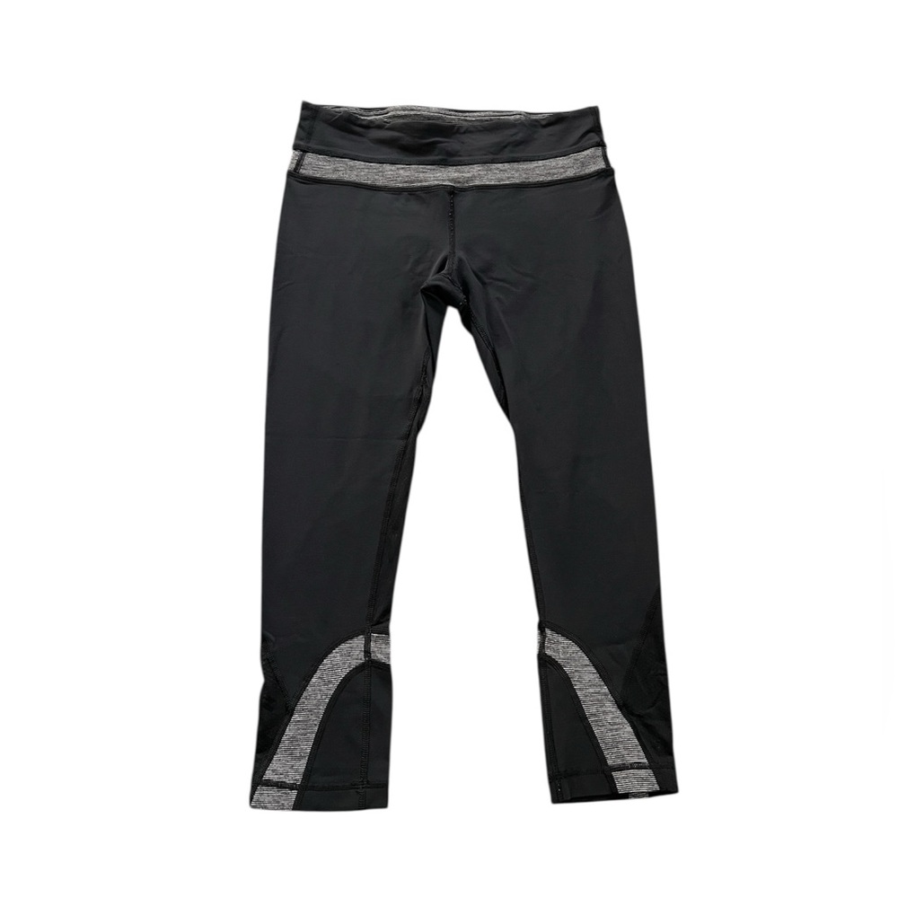 Lululemon Run: Inspire Crop II 20” Black & Gray Athletic Leggings Size 6